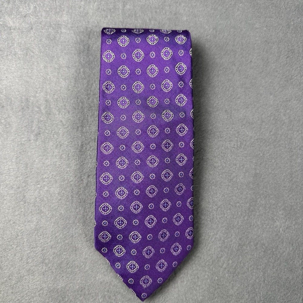 Brooks Brothers Makers Silk Tie Purple Geometric Medallion Classic USA